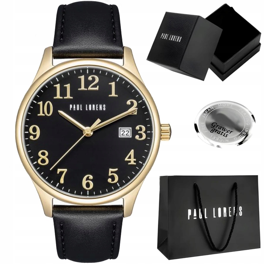 Pánské hodinky Paul Lorens Lucas kožené Pro Tatínka datumovka, Číslice