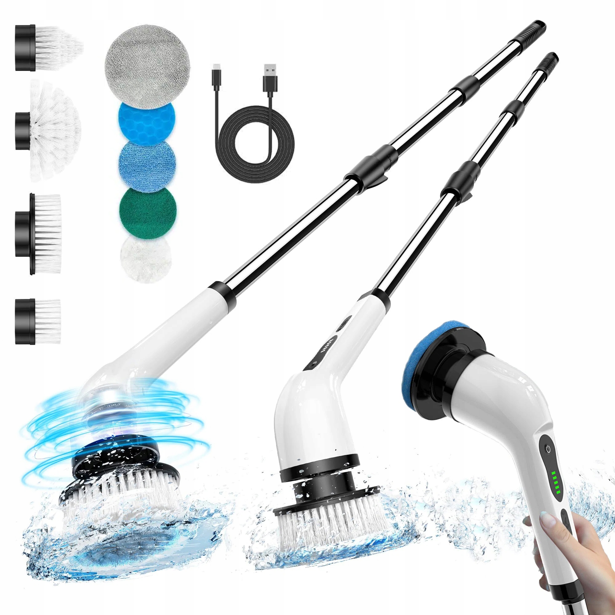 Elektrický Rotační Kartáč, Sada Na Čištění A Mytí, Výkonná 9V1