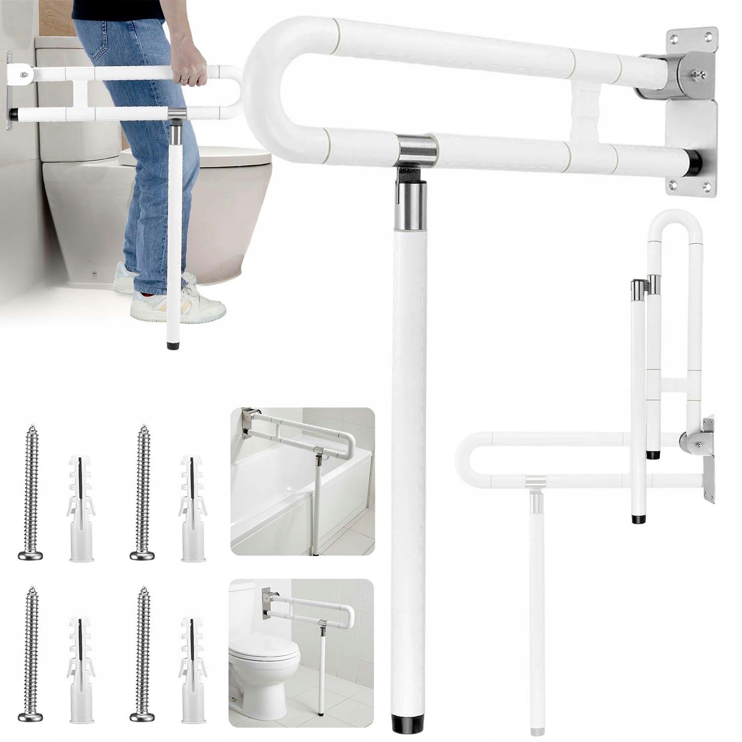 Poręcz Dla Niepełnosprawnych Do Wc Składany Nośność 200KG Antypoślizgowe