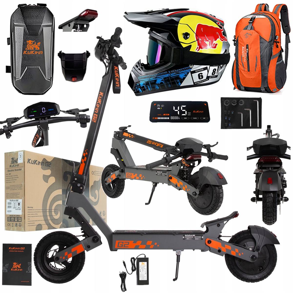 Kukirin G2 2026 Nové skládací elektrické vozidlo 1200W 45KM/H 15Ah 48V 10"