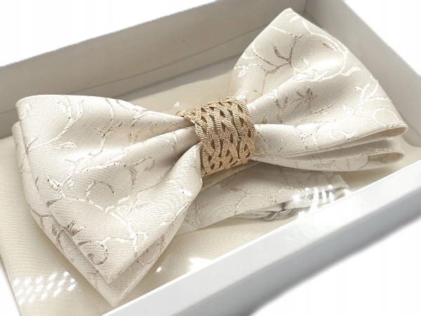 MUCHA MUSZKA MĘSKA BEŻOWA WZORY + METAL + POSZETKA