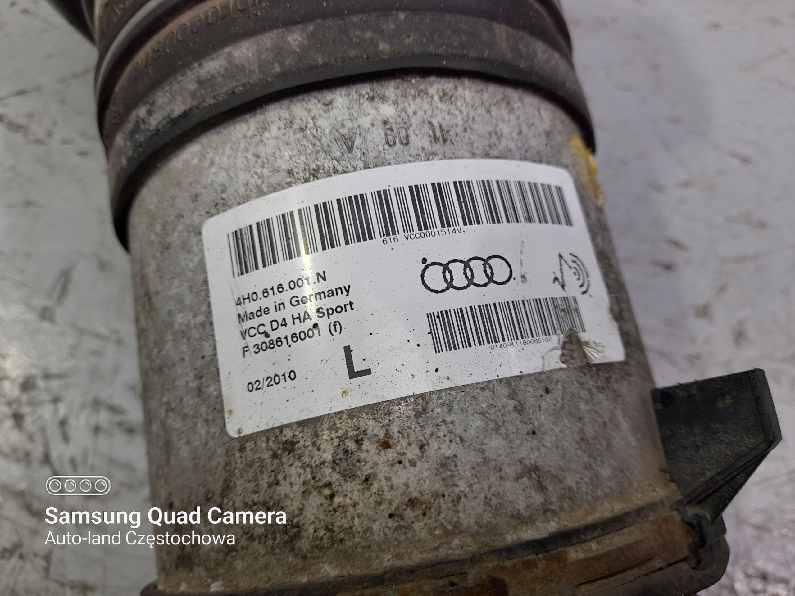 AUDI A8 D4 AMORTYZATOR PNEUMATYCZNY LEWY TYL Part number 4H0616001N