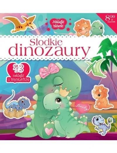 NAKLEJKI ISKIERKII BROKATOWE. SŁODKIE DINOZAURY