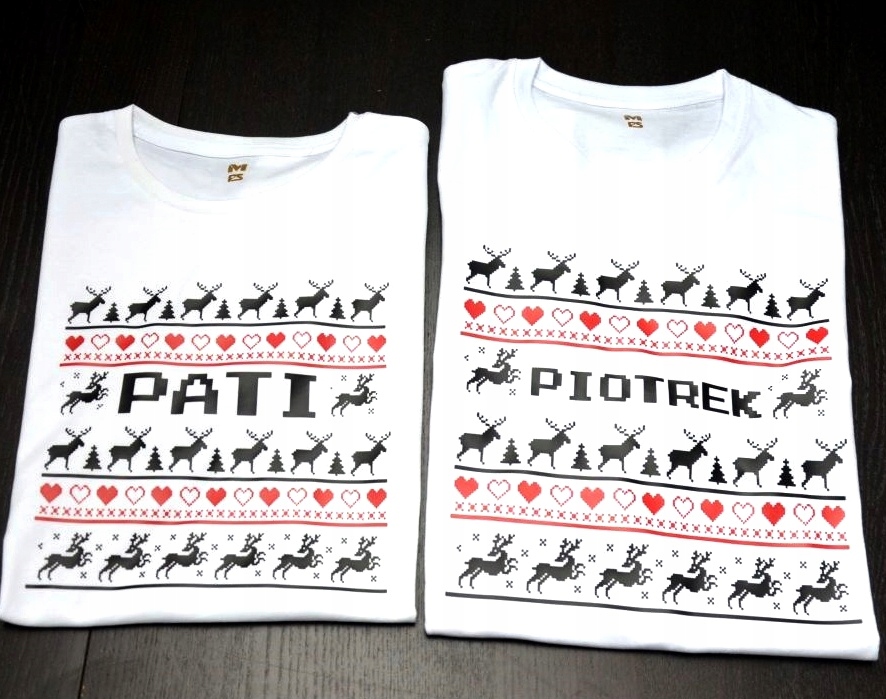 KOSZULKI ŚWIĄTECZNE DLA PAR ŚWIĘTA PREZENT 2 SZT Marka inna