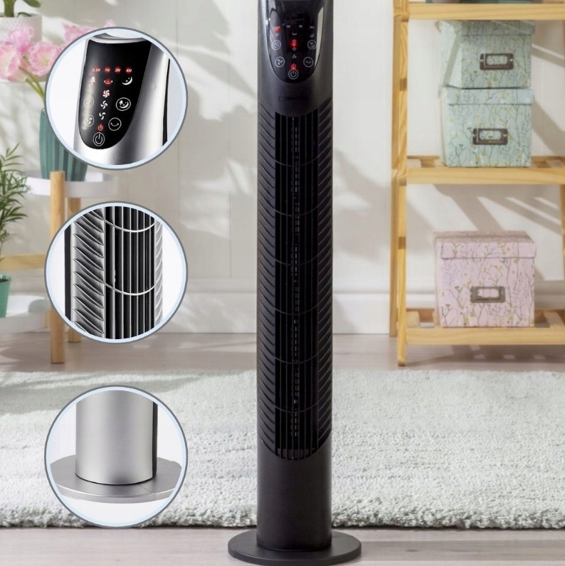 WENTYLATOR WIATRAK KOLUMNOWY STOJĄCY LED + PILOT Wysokość całkowita 80 cm