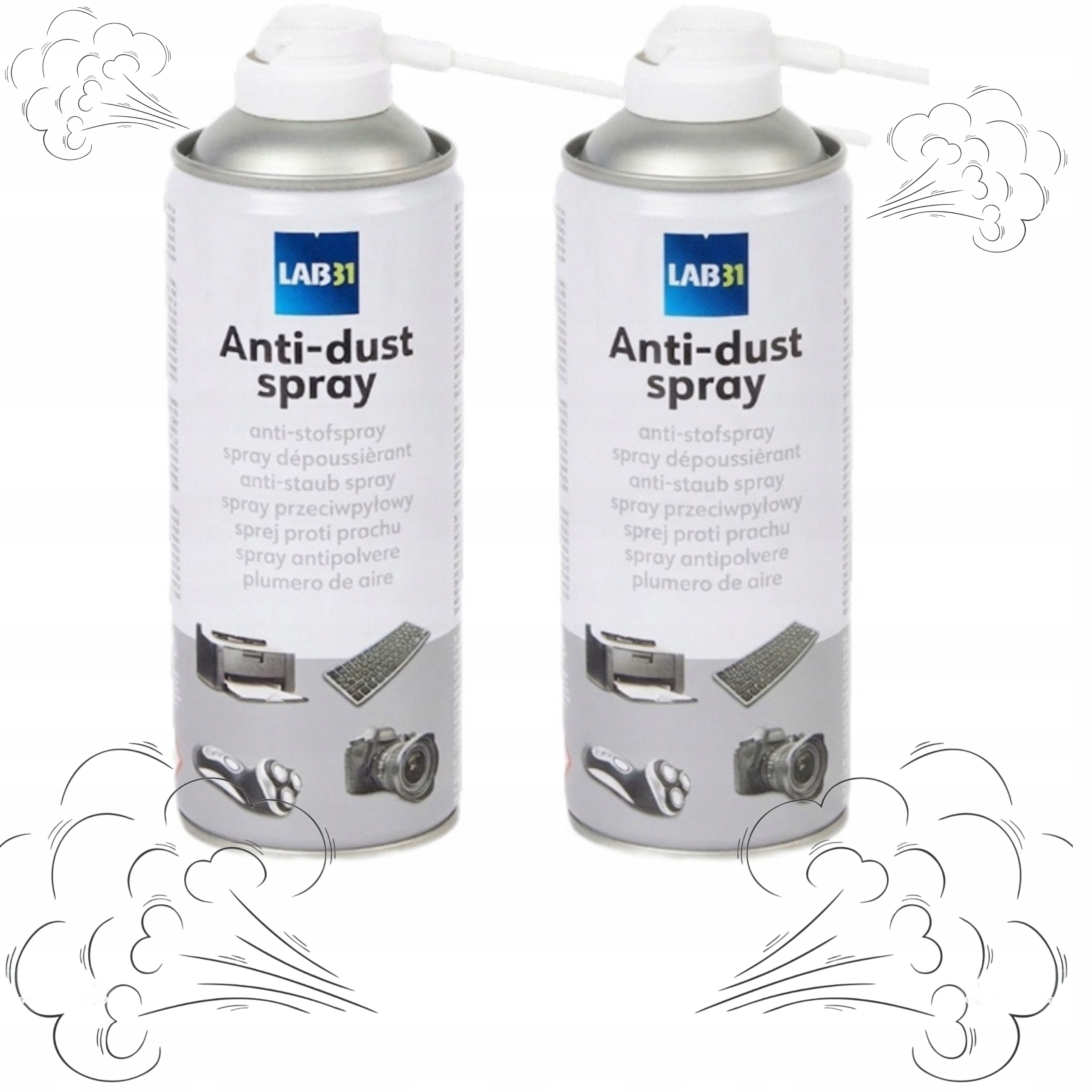SPRĘŻONE POWIETRZE LAB31 2x400ML SPRAY DO CZYSZCENIA Z RURKĄ USUWANIE KURZU