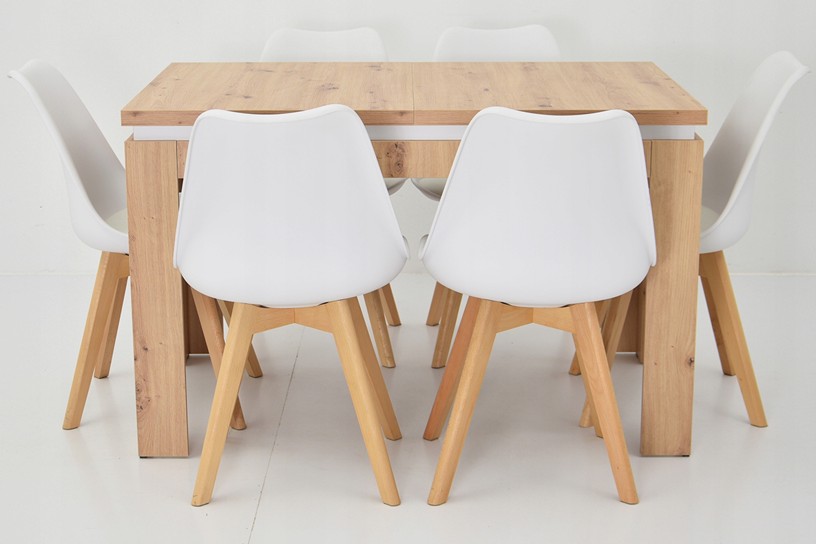 Biały ZESTAW SKANDYNAWSKI STÓŁ 80x120 i 6 krzeseł Długość stołu 120 cm