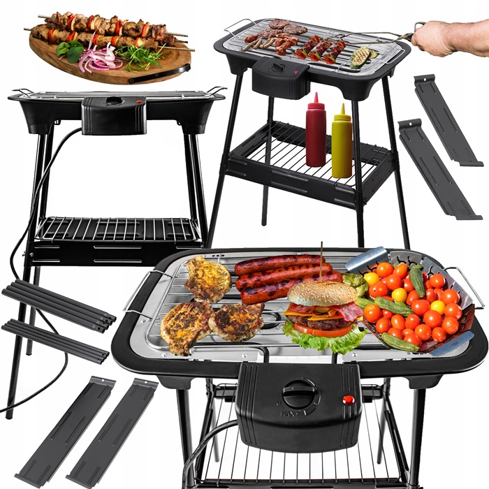 Grill Elektryczny 2w1 Ogrodowy Na Balkon Stołowy Do Kuchni 2400W AD6602