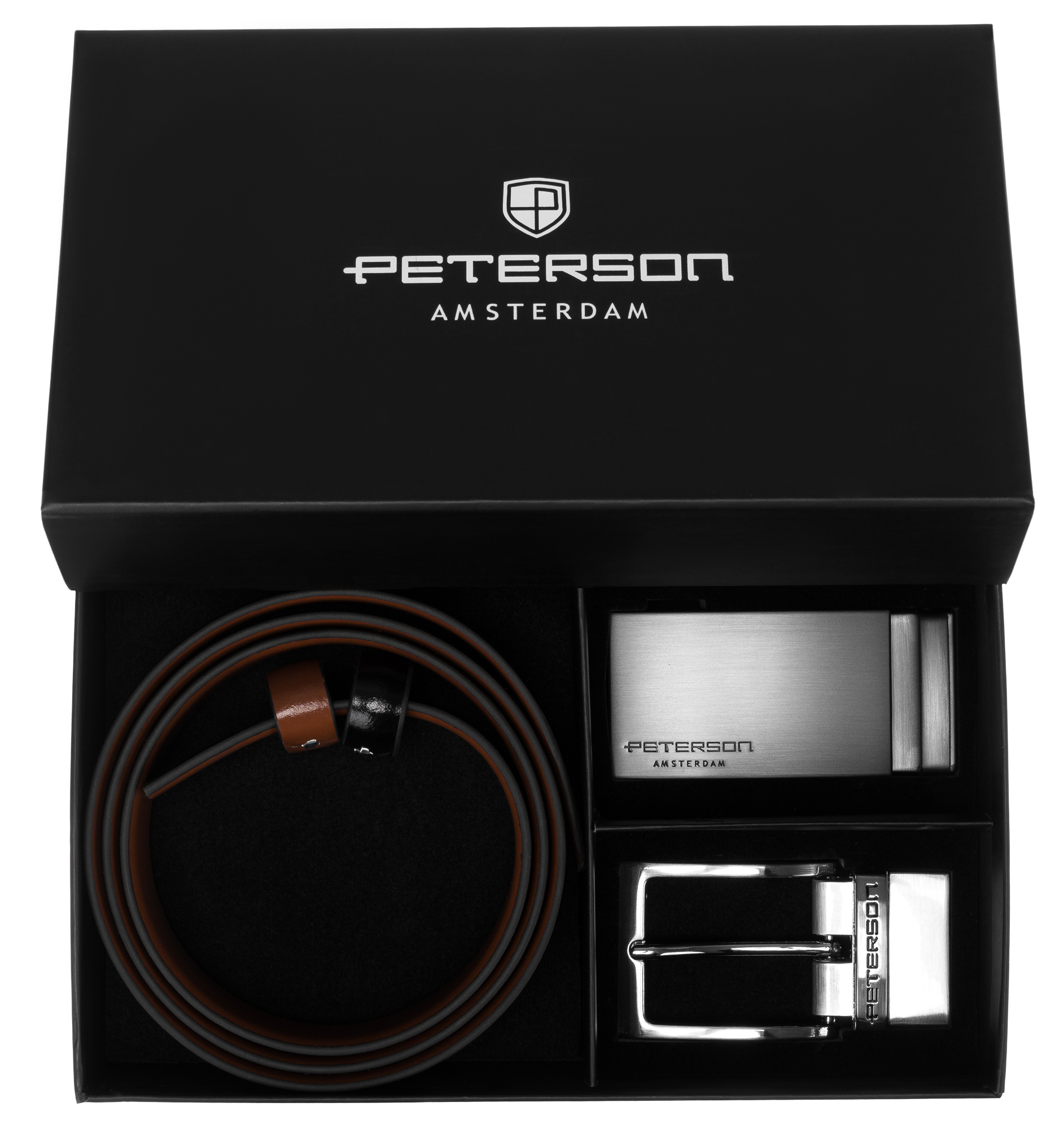 Zestaw Peterson pasek męski dwustronny ze skóry naturalnej