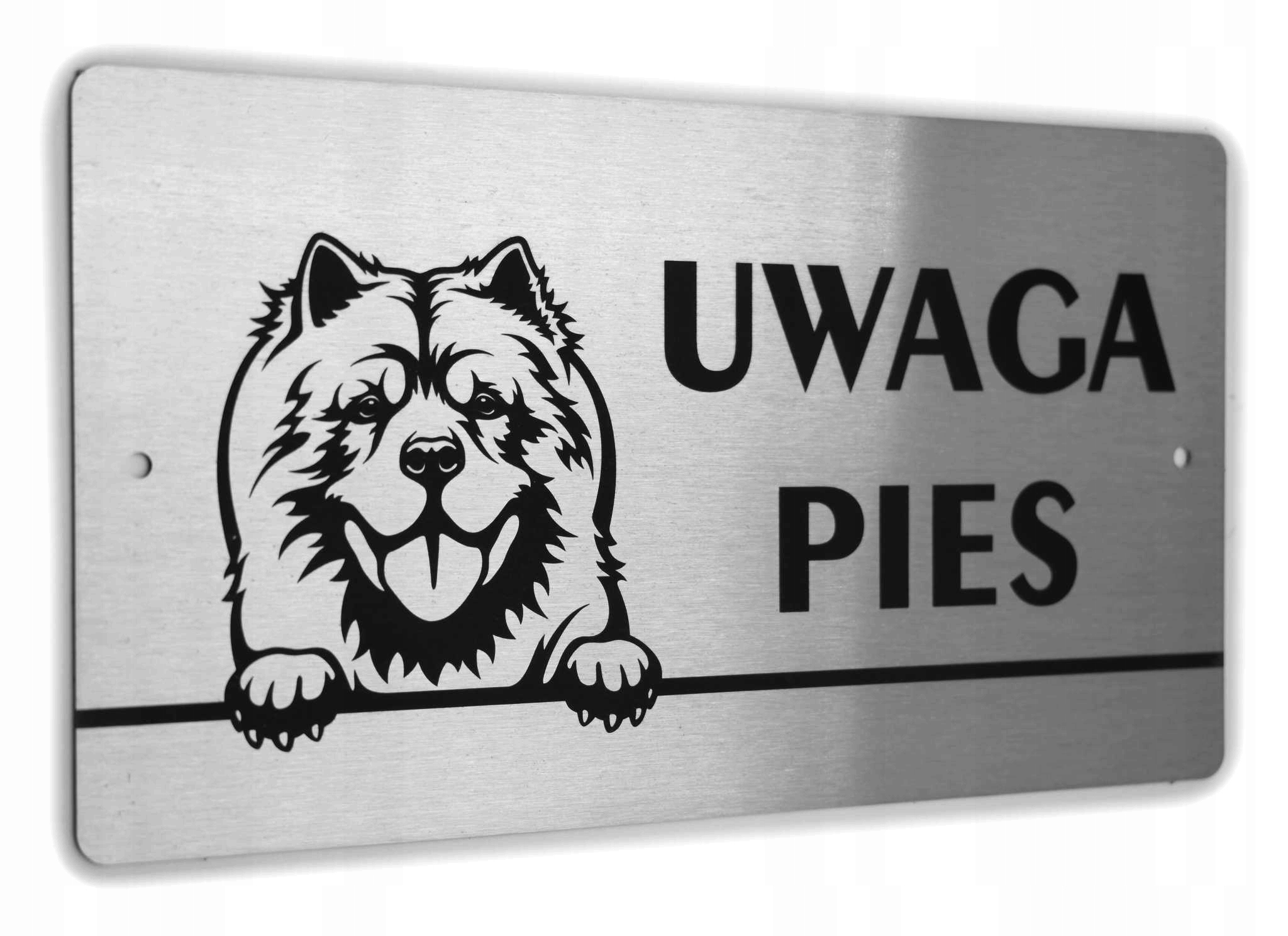Tabliczka INOX - UWAGA PIES - Chow Chow
