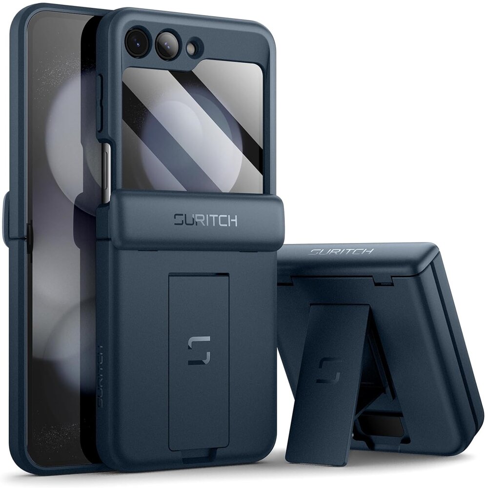 Pancerne Etui Suritch do Galaxy Z Flip 5, z szybką na tył, Obudowa, Case