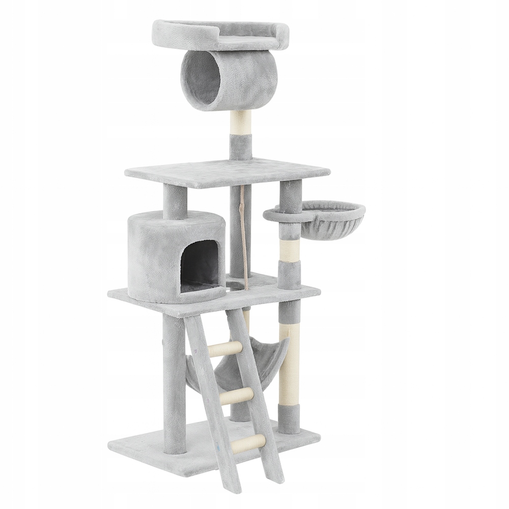 Drapak Dla Kota Legowisko Wieża Domek Słupek Zabawka Na Sznurku Szary