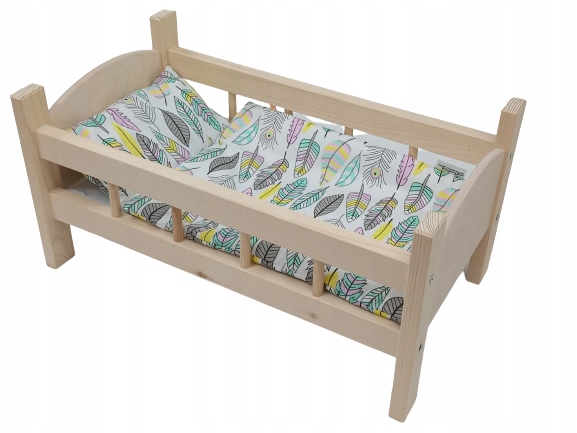 ŁÓŻECZKO DREWNIANE dla lalek DUŻE +POŚCIEL