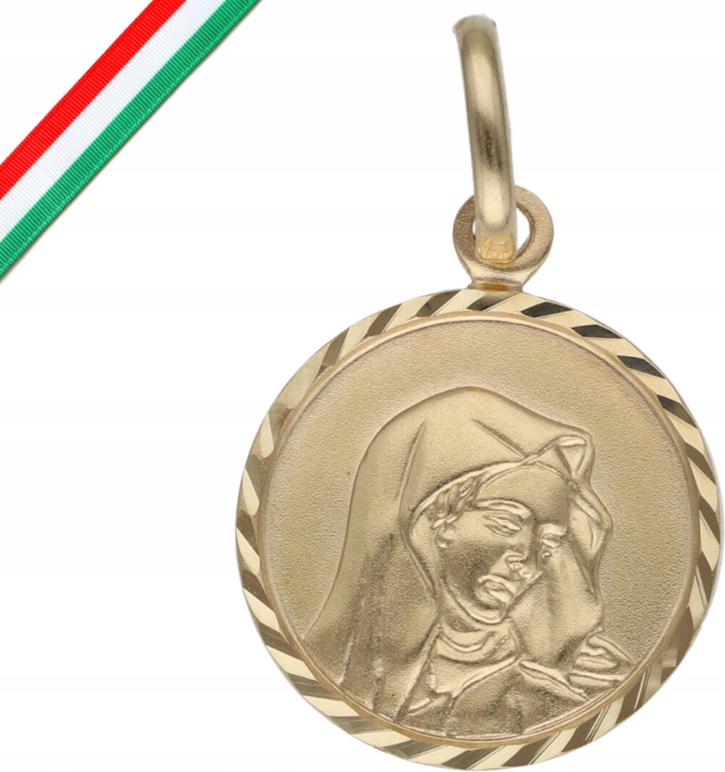 Zlatý medailonek 585 Křest Matka Boží dítě 0,8g Svaté Přijímání Svatý suvenýr