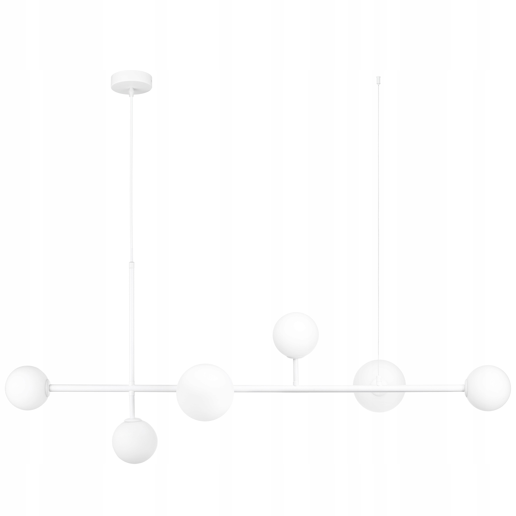 Nowoczesna Wisząca Lampa Sufitowa Żyrandol Szklane Mleczne Kule 6x G9