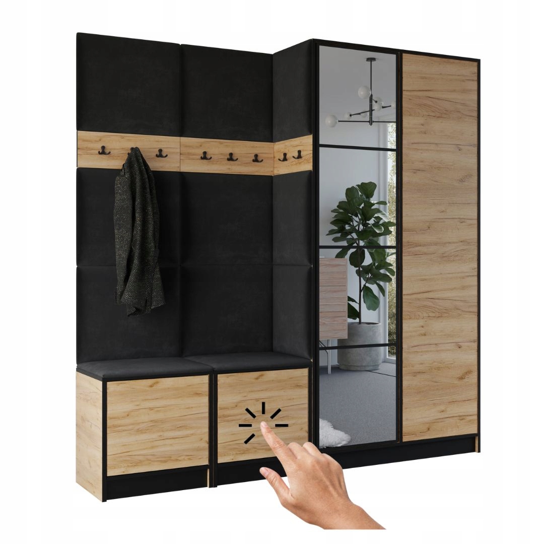 Šatní skříň Costa 21 dub craft zlatý černá tkanina Vzor 1