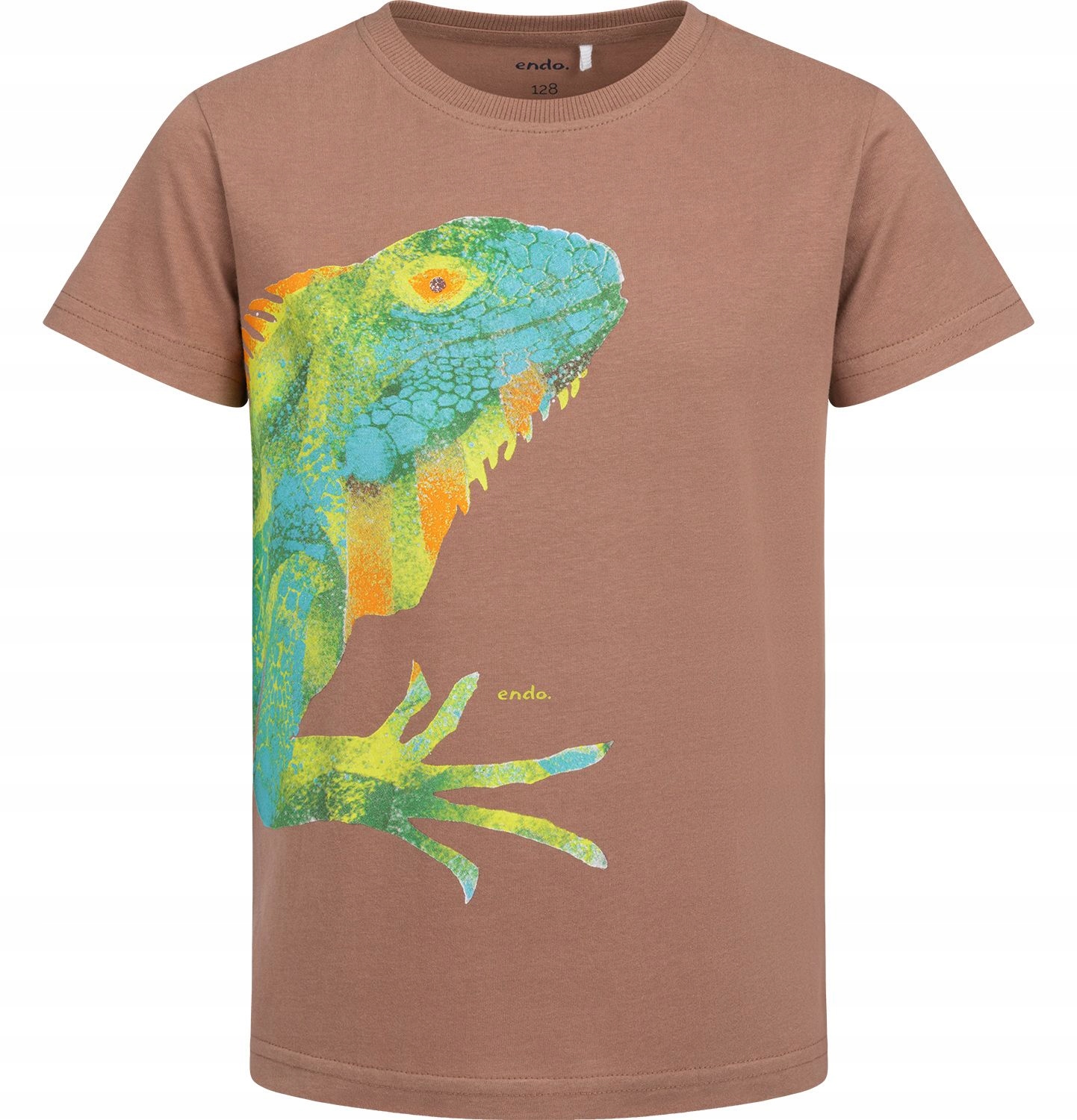 T-shirt Koszulka dziecięca chłopięca Bawełna 128 brązowy Jaszczurka Endo