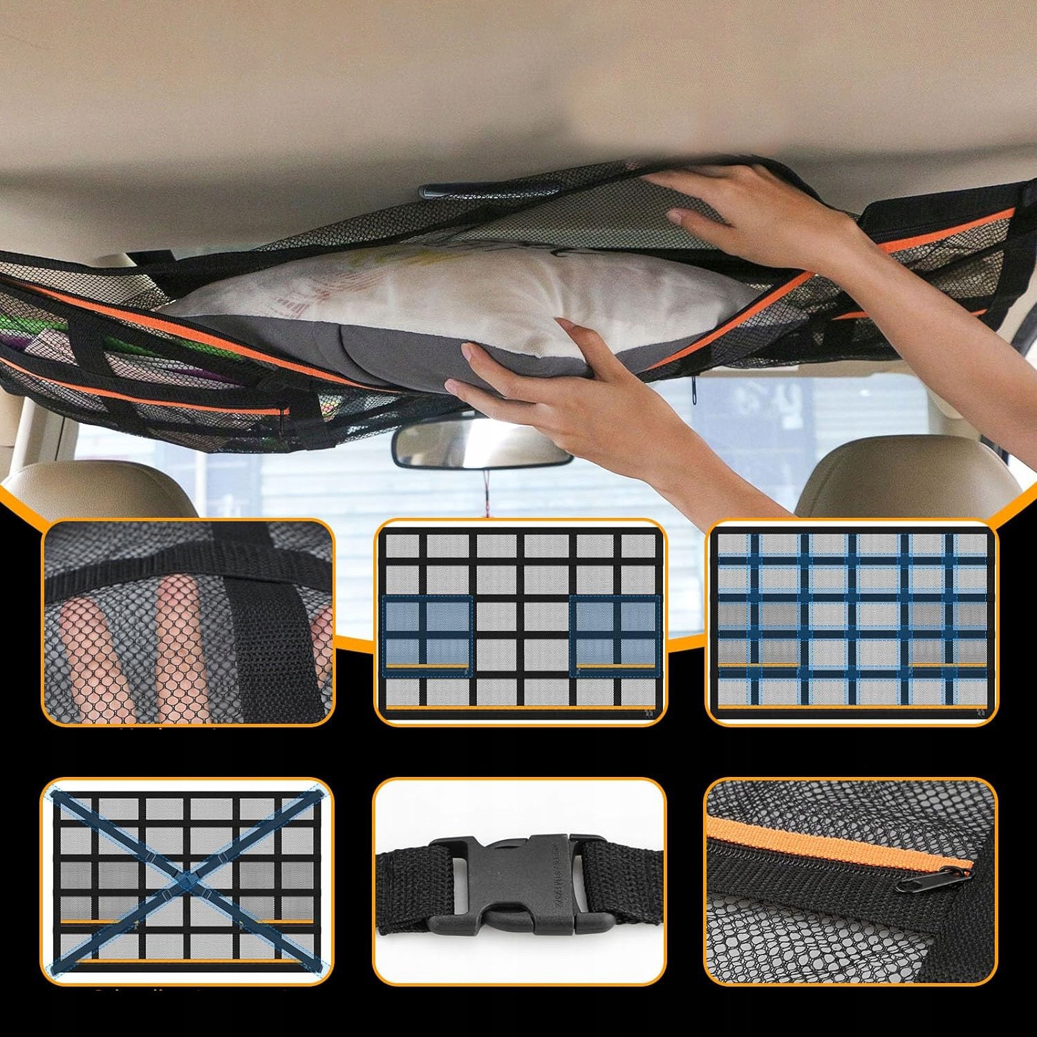 UNIWERSALNA SIATKA NA DACH SAMOCHODU WEWNĘTRZNA SIATKA ELASTYCZNA 90×65cm Producent inny