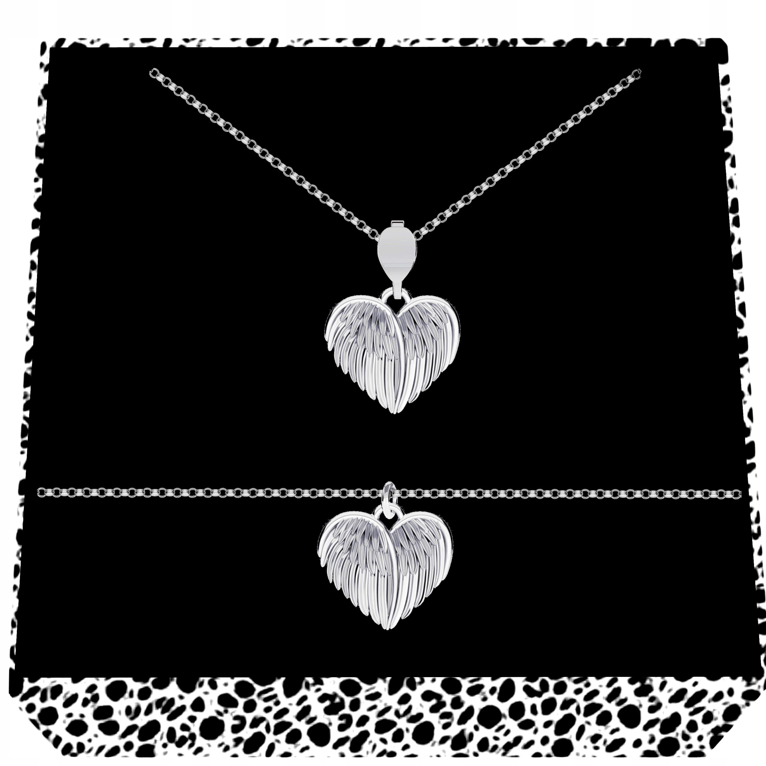 Stříbro ryzost 925 Sada šperků s andělskými křídly ve tvaru srdce