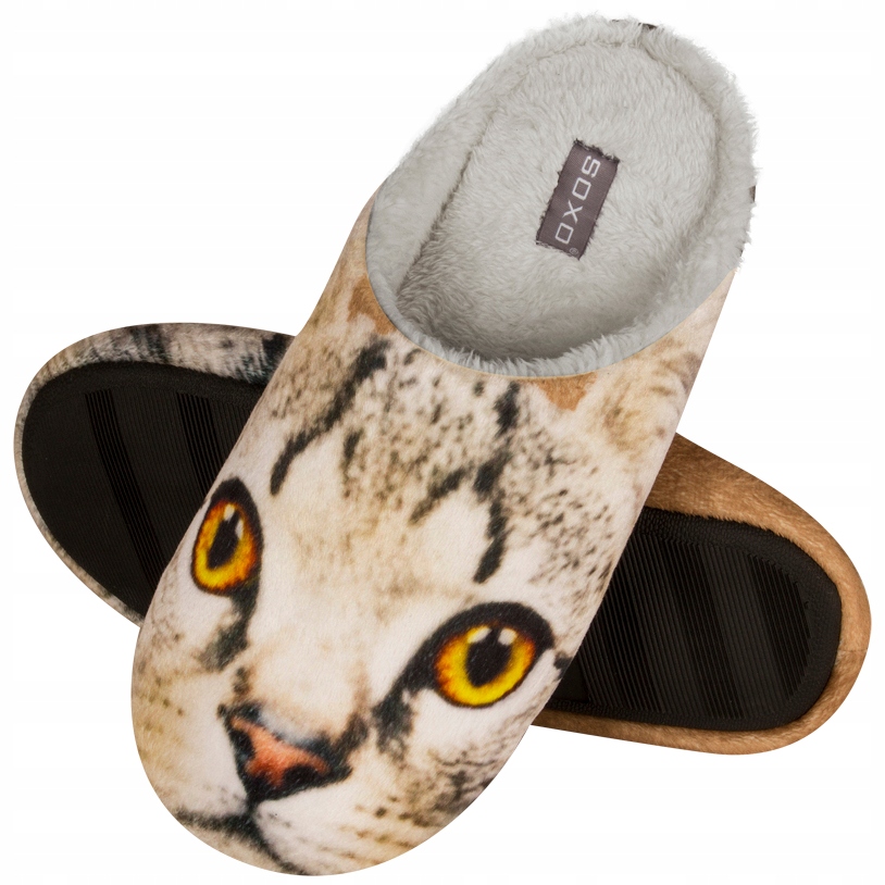 

Kapcie Damskie Soxo Kot Klapki Domowe Pantofle