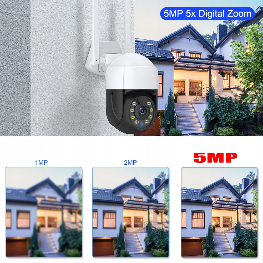OBROTOWA KAMERA ZEWNĘTRZNA IP WIFI 4X ZOOM 5MPx 2K Rozdzielczość 5 Mpx