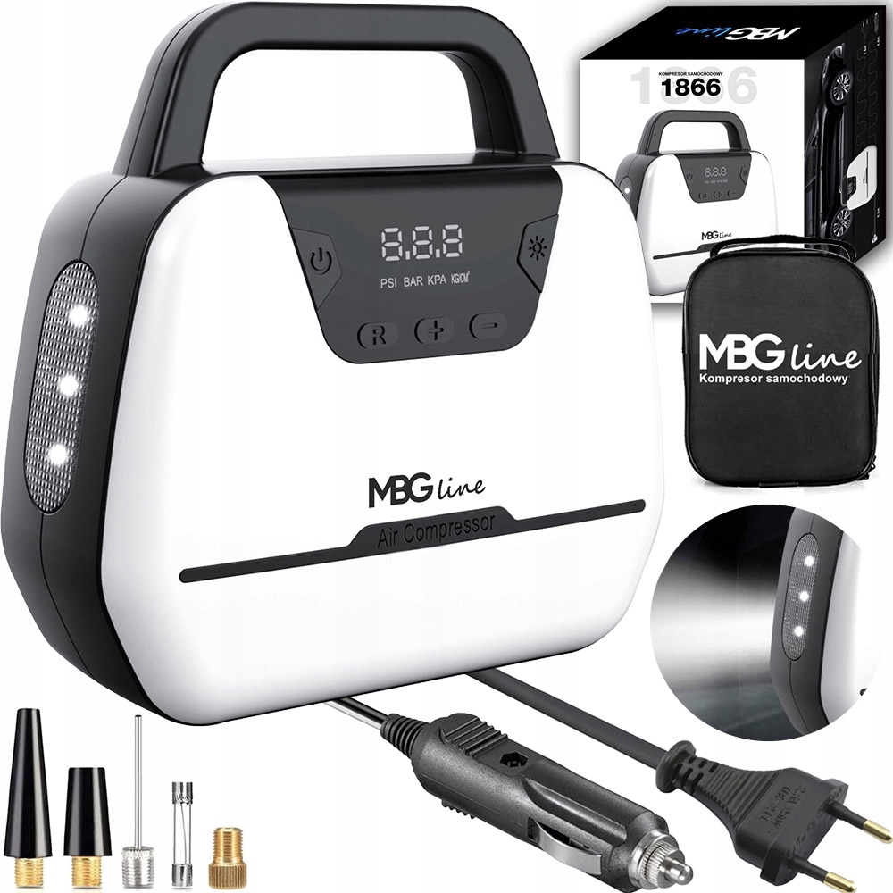 

Kompresor Samochodowy Mbg 12V/230V LCD Latarka Led