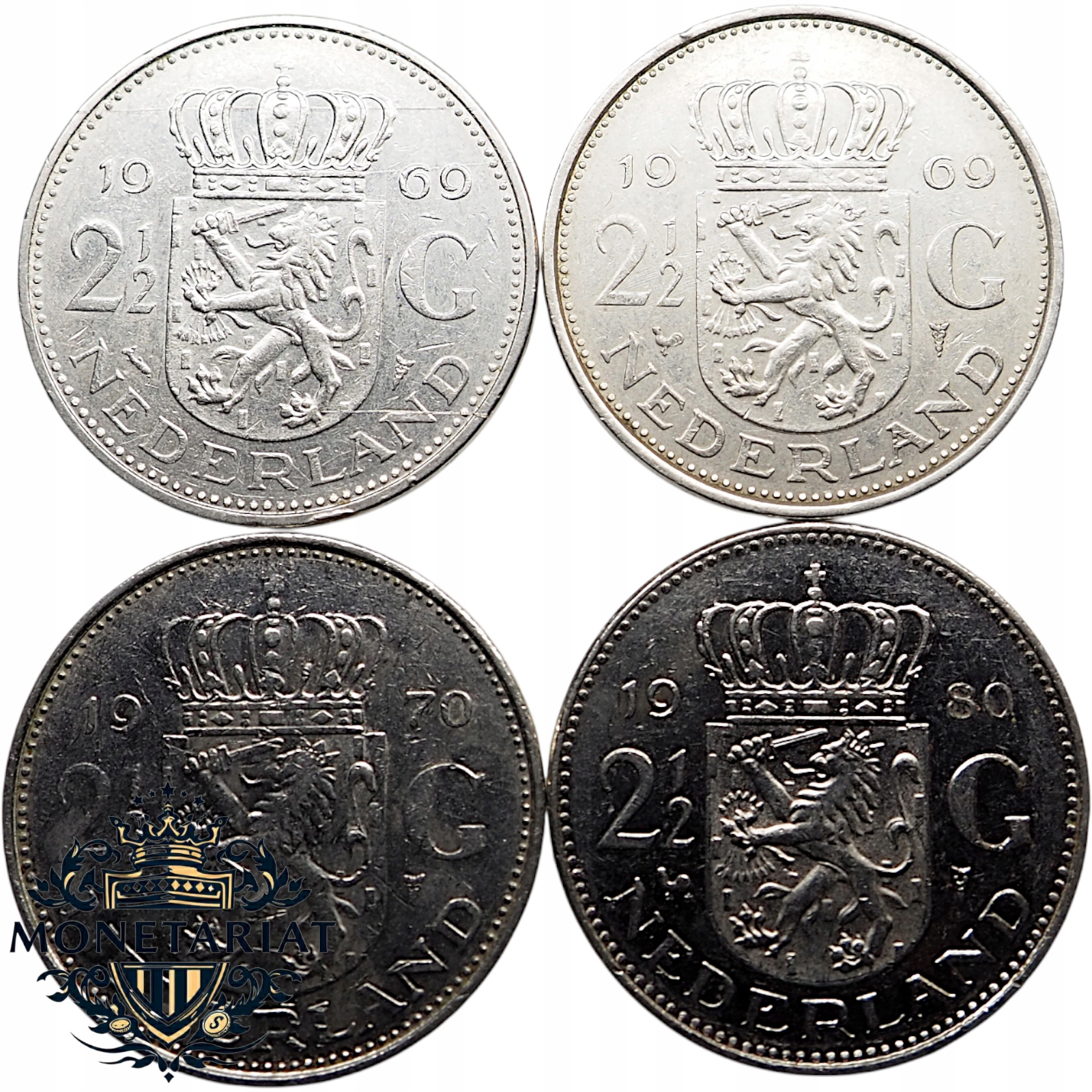 ZESTAW MONET 2 1/2 GULDENA - HOLANDIA