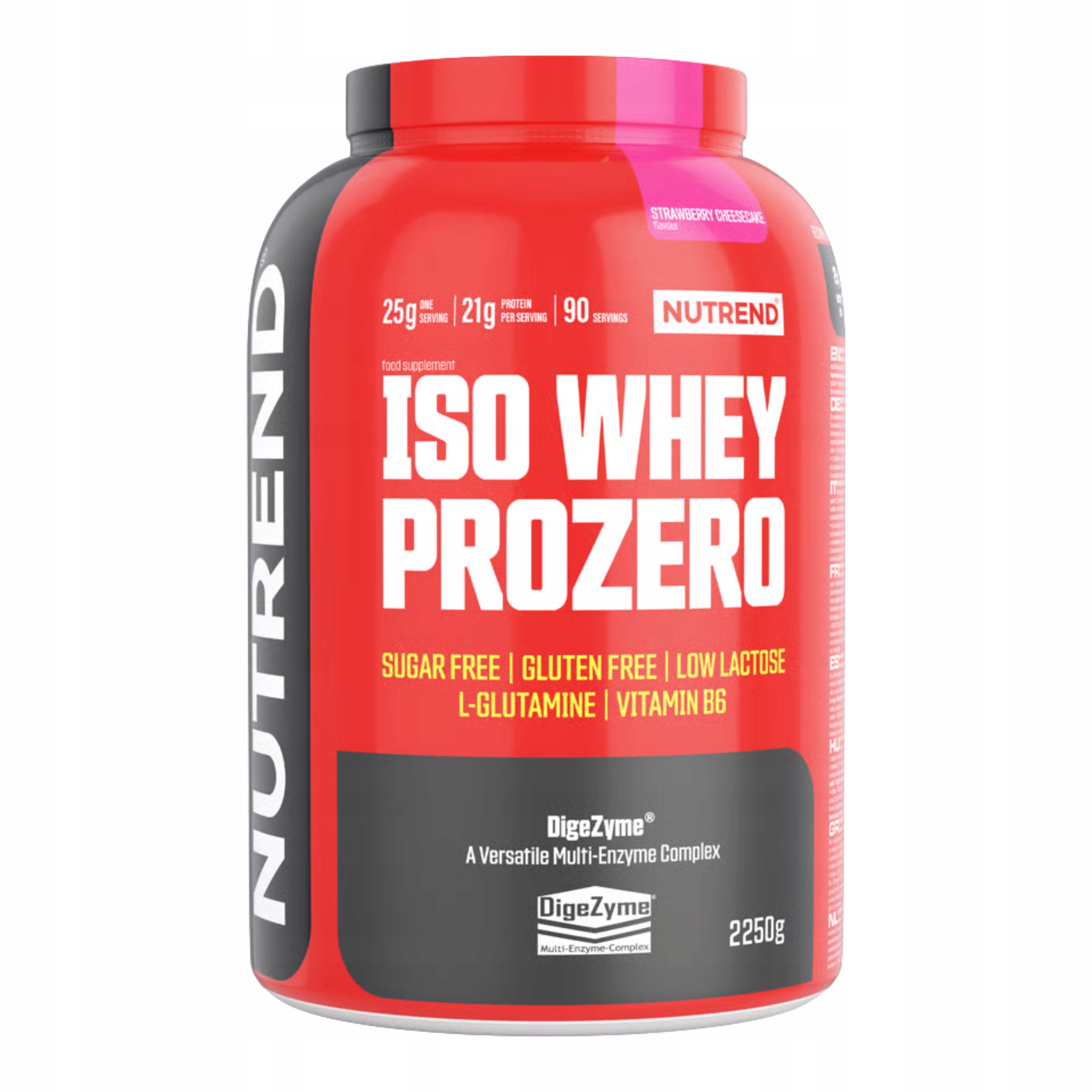 Proteinový izolát Nutrend Iso Whey Prozero 2250 g Wpi 84% Jahoda Cheesecake