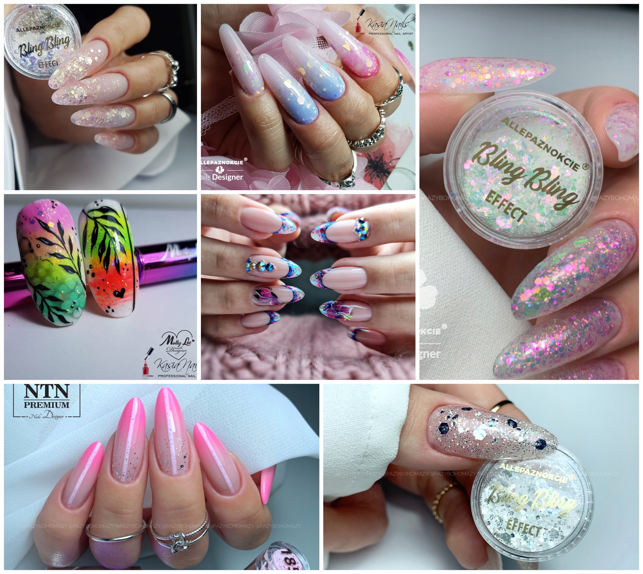 PYŁEK DO PAZNOKCI BLING BLING GLITTER BROKAT ZDOBIENIA EFEKT Rodzaj Pyłek