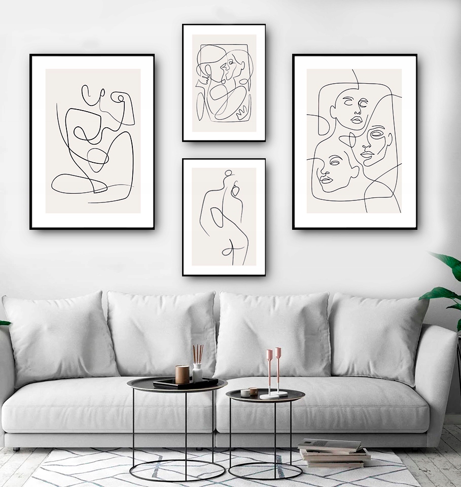 Kobiece Grafiki Linią Skandynawski Styl Modne A3 Format papieru A3