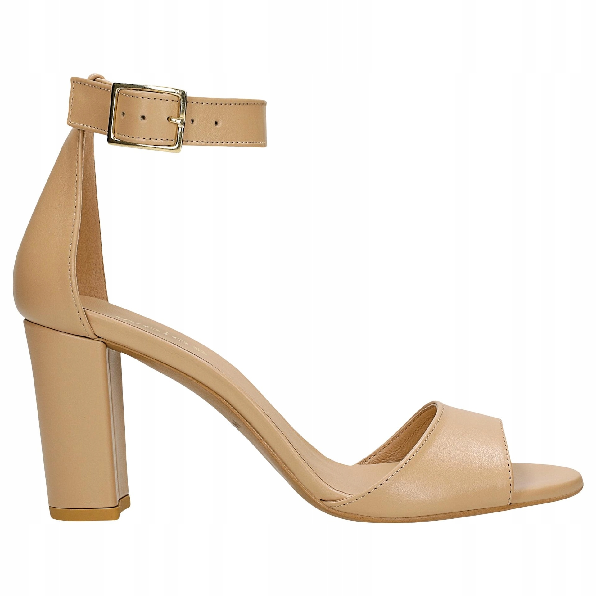 Béžové dámské kožené sandály na podpatku vel. 39