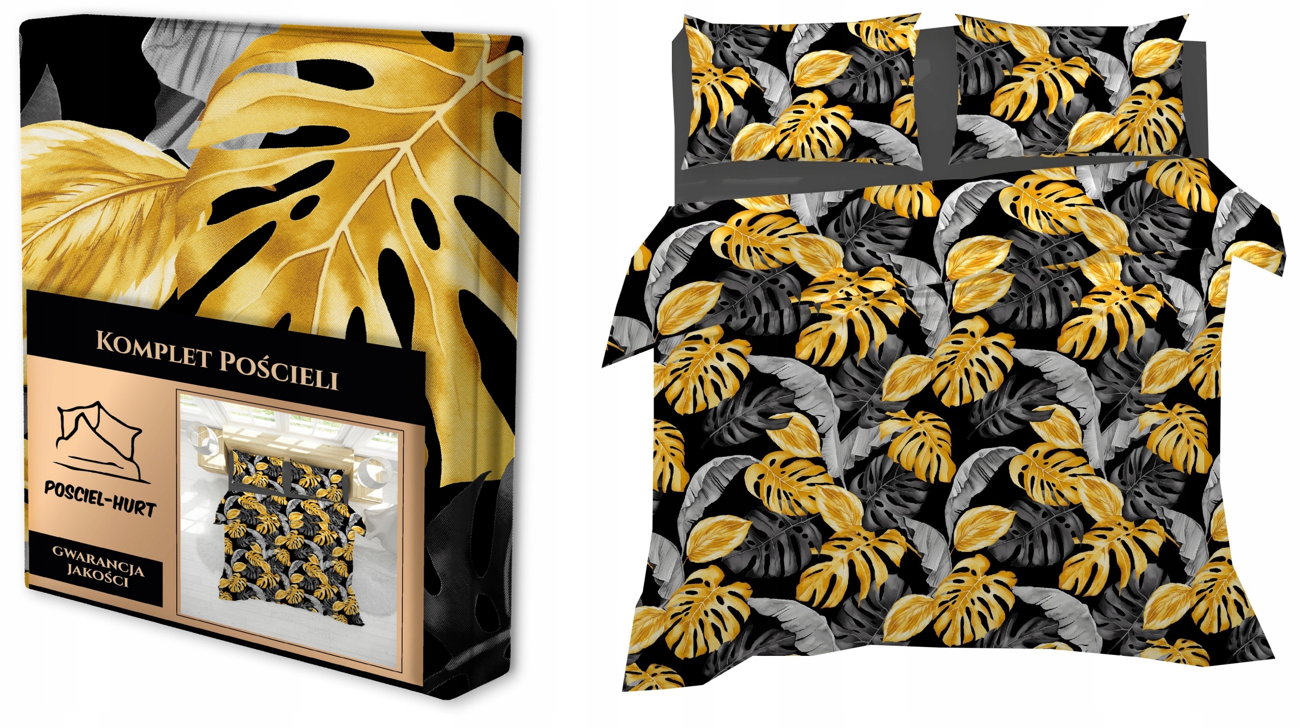 krepové povlečení 220x200 2 povlaky Premium 100% bavlna v Polsku Černé li