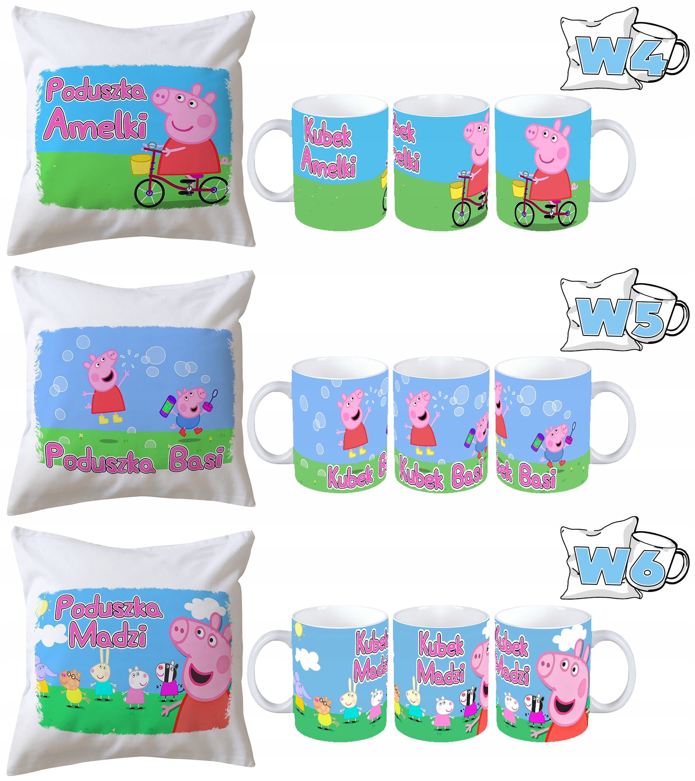 ZESTAW KUBEK + PODUSZKA ŚWINKA PEPPA + TWOJE IMIĘ Marka inna