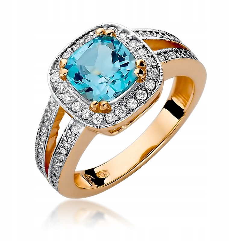 

Różowe Złoto Pierścionek Topaz Brylanty 0,41CT 585