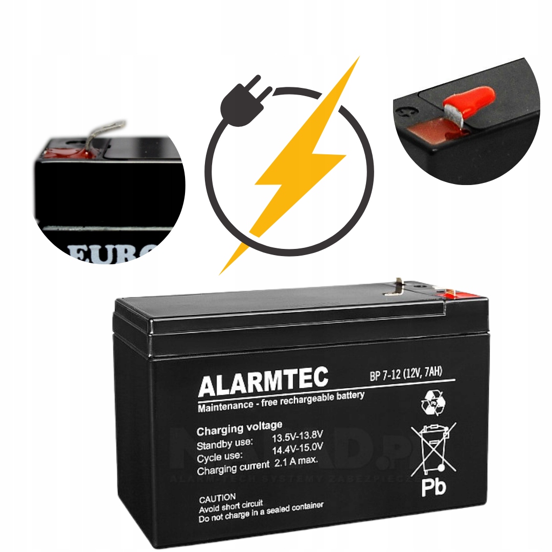 Akumulator Alarmtec Emu BP7-12 12V 7Ah Rozmiar 7,2Ah 9ah Ups Centrala
