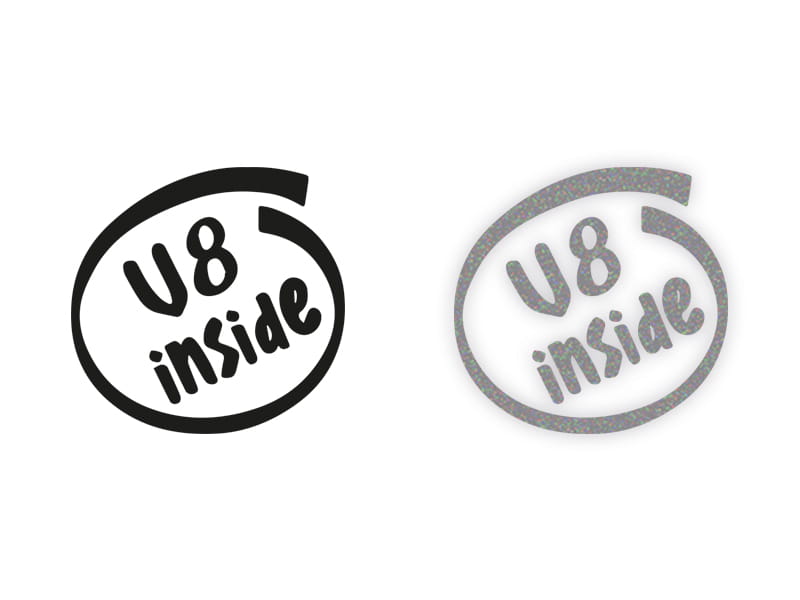 V8 inside - Naklejka na samochód na auto ODBLASKOWA