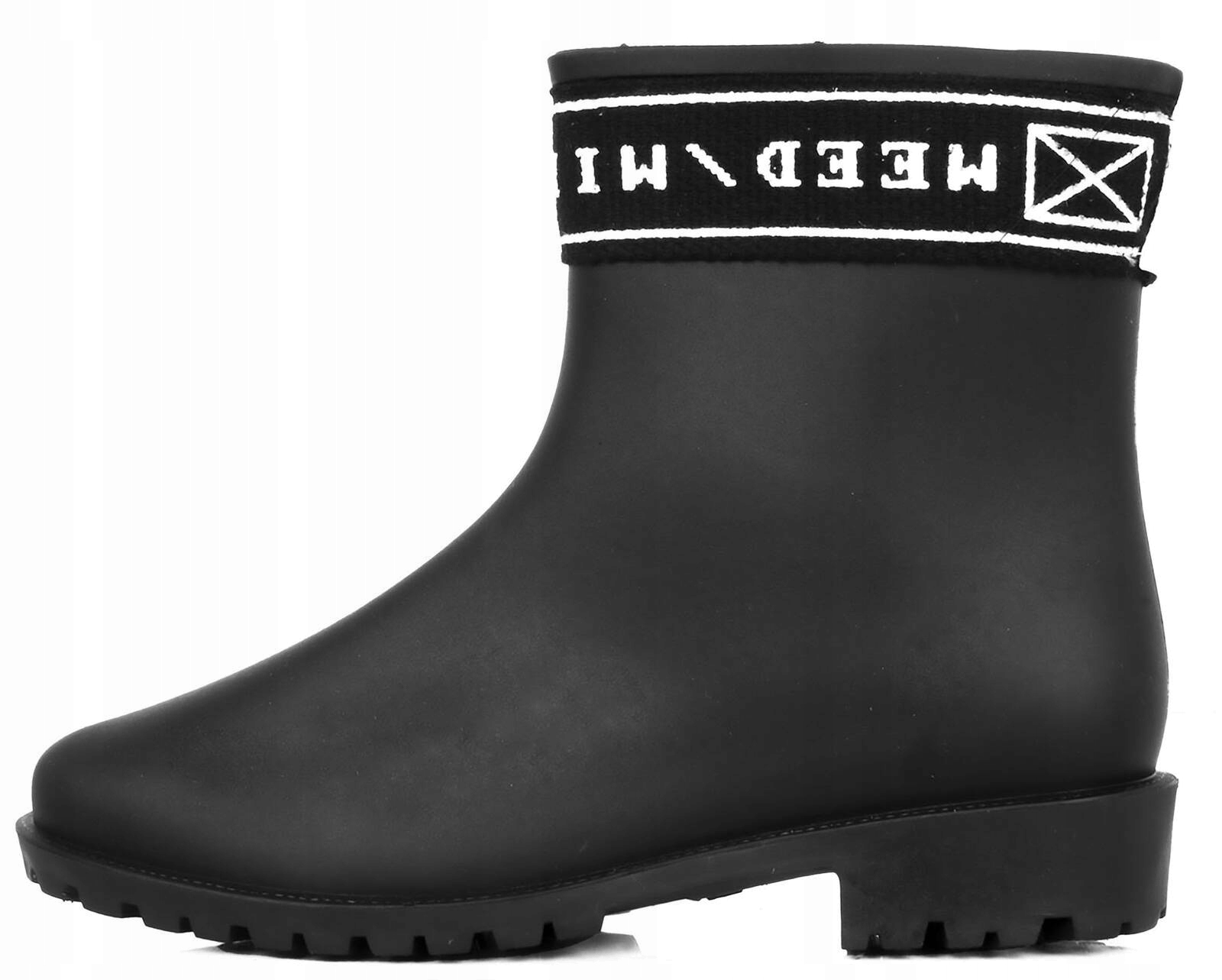 KALOSZE MATOWE BOTKI CZARNE Z NAPISEM 38 Rozmiar 38