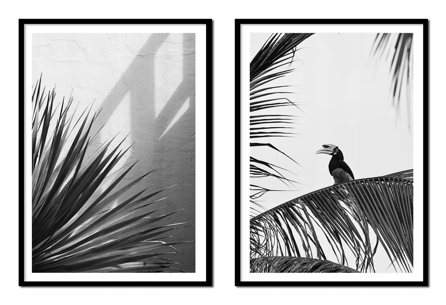Obraz Plakáty V Rámu 53x73 cm Diptych Sada 2 obrazů Tropiky Grey P2136