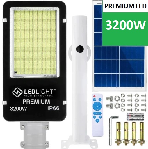 Lampa Solarna Led 3200W Latarnia Ogrodowa Na Słup Mocna 3200W Panel Uliczna