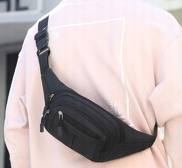 SASZETKA NERKA MĘSKA DAMSKA POJEMNA BIODRÓWKA BIODROWA TURYSTYCZNA CZARNA Model OXFORD czarna