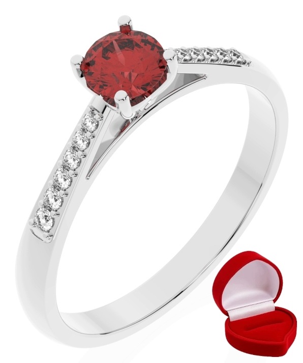 Zlatý Prstýnek 585 14k Rubín 0,30 ct Bílé Zlato R18