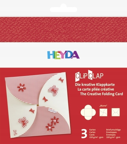 3 szt. CLIP życzenia Kwiat - czerwony