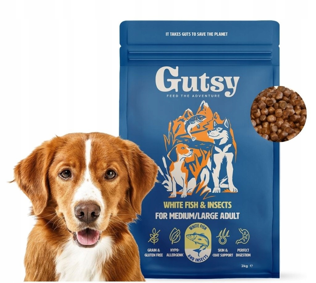Suché krmivo pro psa Alergika s hmyzem a rybou Velká Plemena Gutsy Insect 2 kg