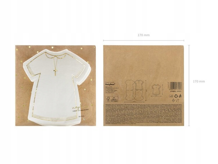 Serwetki komunijne na Komunię Komunia Alba Białe Papierowe 28x32cm 20 sztuk Kolor biały