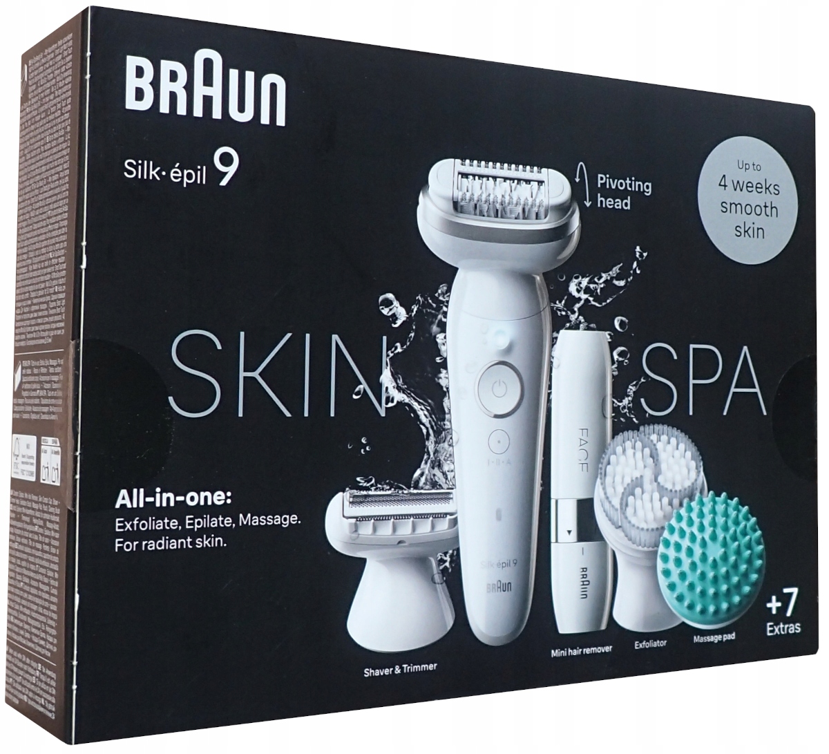 Depilator Golarka do Bikini Nóg Twarzy Face Mini Braun 9-381 7 dodatków