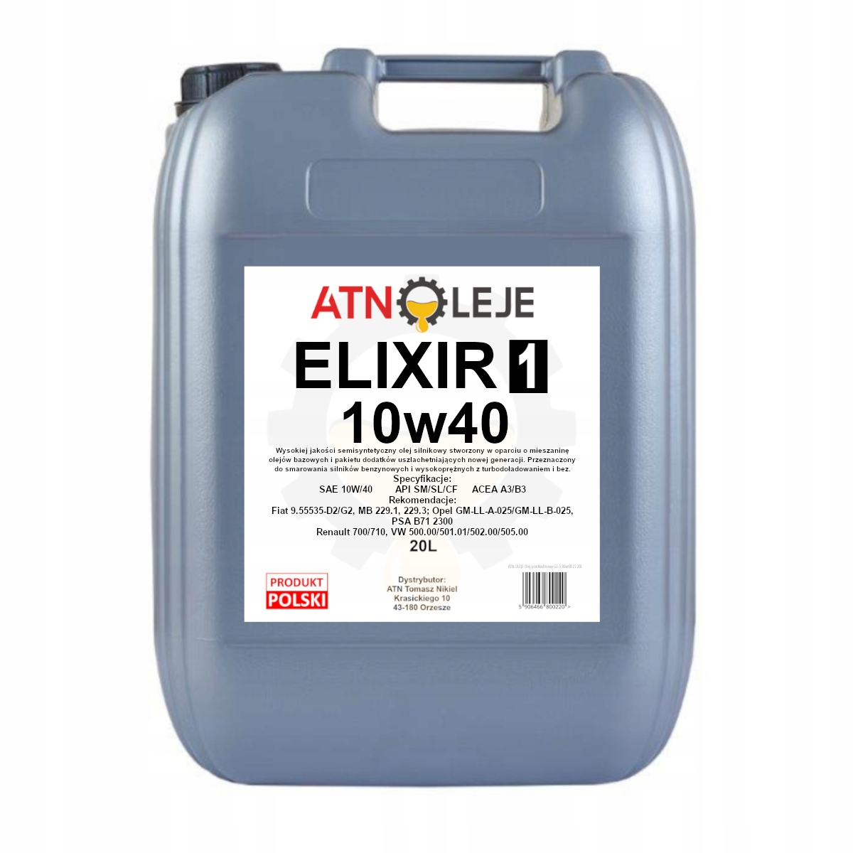 Olej silnikowy półsyntetyczny ELIXIR1 Sl/cf 10w40 20L