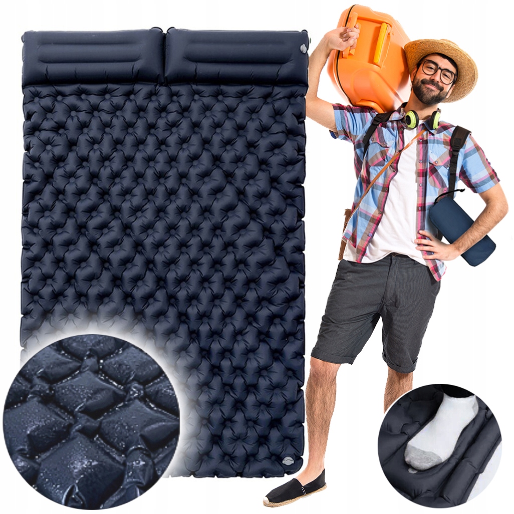 Dvoulůžková Matrace Plážová Pumpa Na Vodu Na Spaní Karimatka Navy Turistická XXL