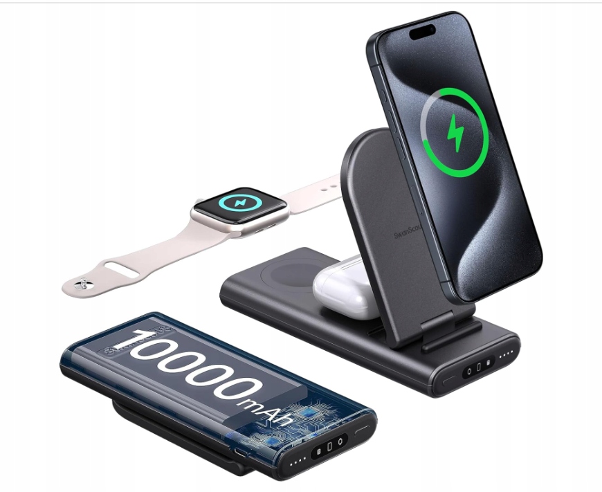 Indukční nabíječka power bank iphon samsung 2v1 10 000 SwanScout mAh