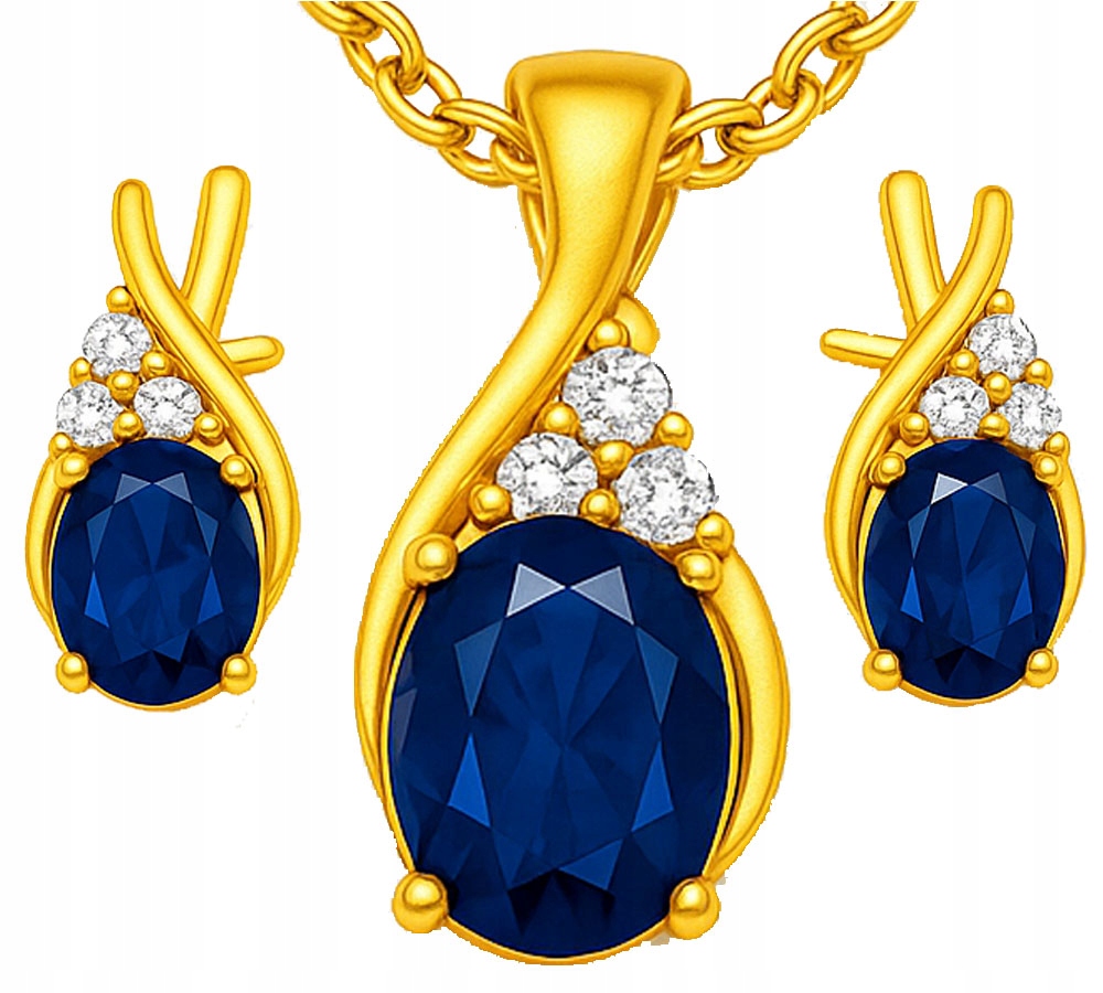 Sada šperků Zlaté Náušnice na puzetu Náhrdelník Zirkony jako Dárek