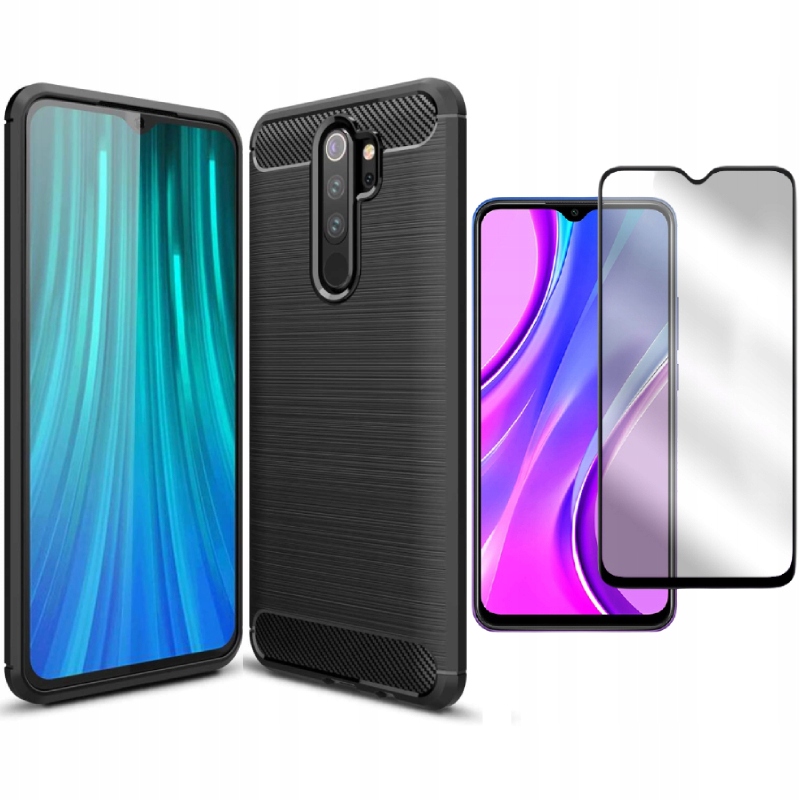 

Etui Case Pancerne Carbon Do Redmi 9 + Szkło
